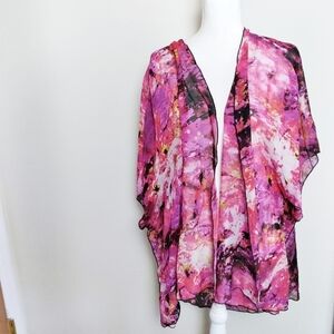 Profile Apparel Pink Multicolored Abstract Kimono